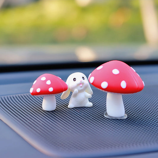 Cute Car Interior Decoration Ornaments Anime Rabbit Big Mushroom
