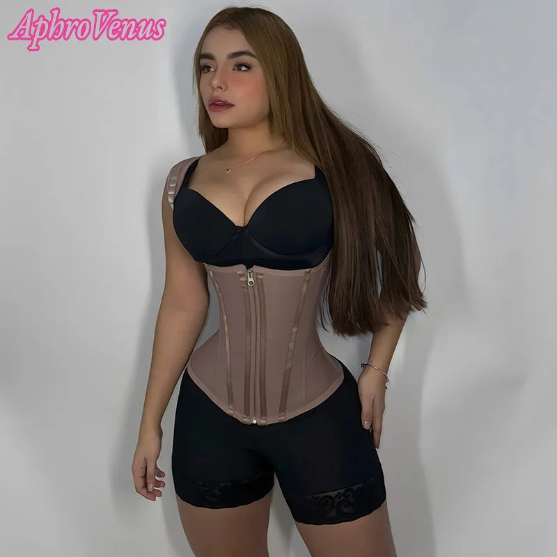 Fajas Colombians Girdles With Row Buckle and Zipper For Women Sexy Shaping Curve Abdomen Control Double Bodysuit Waist Trainer