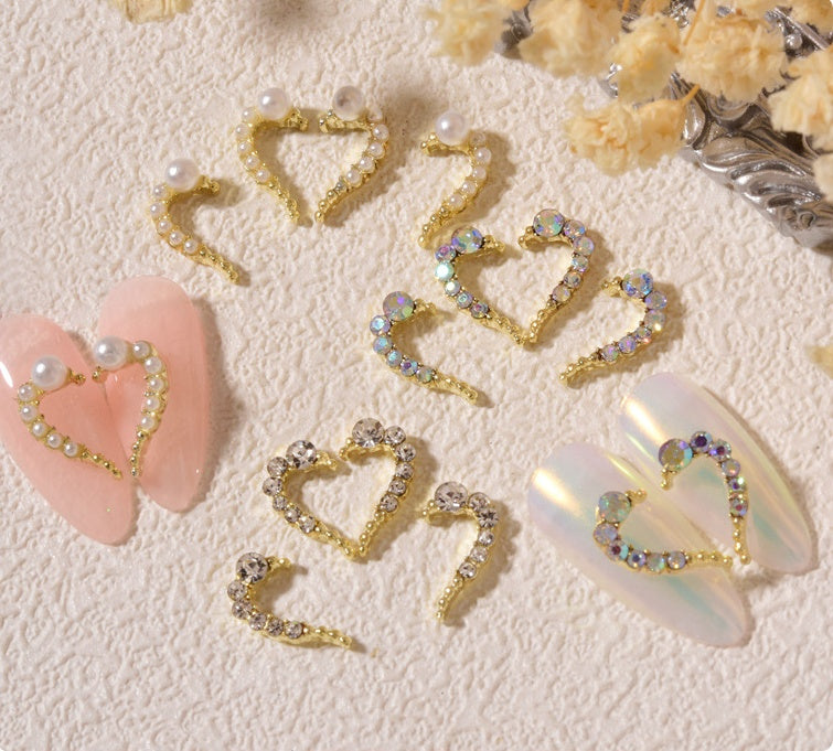Nail Art DIY Love Heart Alloy Jewelry Nail Piece Nail